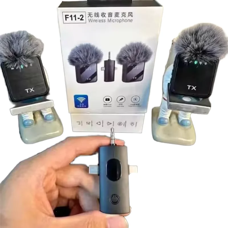 

Portable F11-2 3-in-1 Tiny Wireless Microphone Dual Mini Noise Reduction Collar Clip For Teachers New Model In Red Metal
