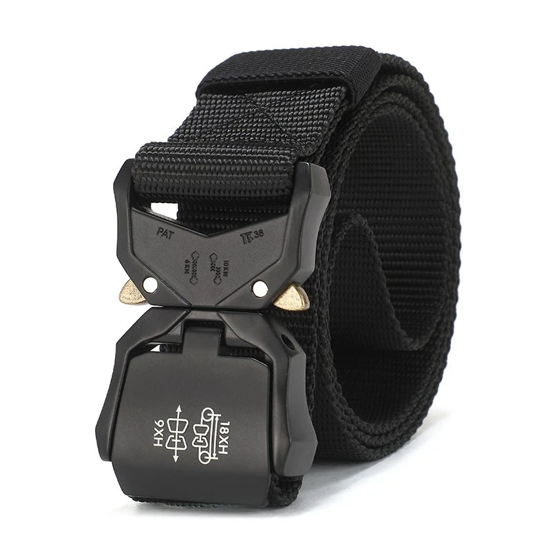 New Tactical belt high quality Nylon men's training belt metal multifunctional buckle outdoor sports hook new