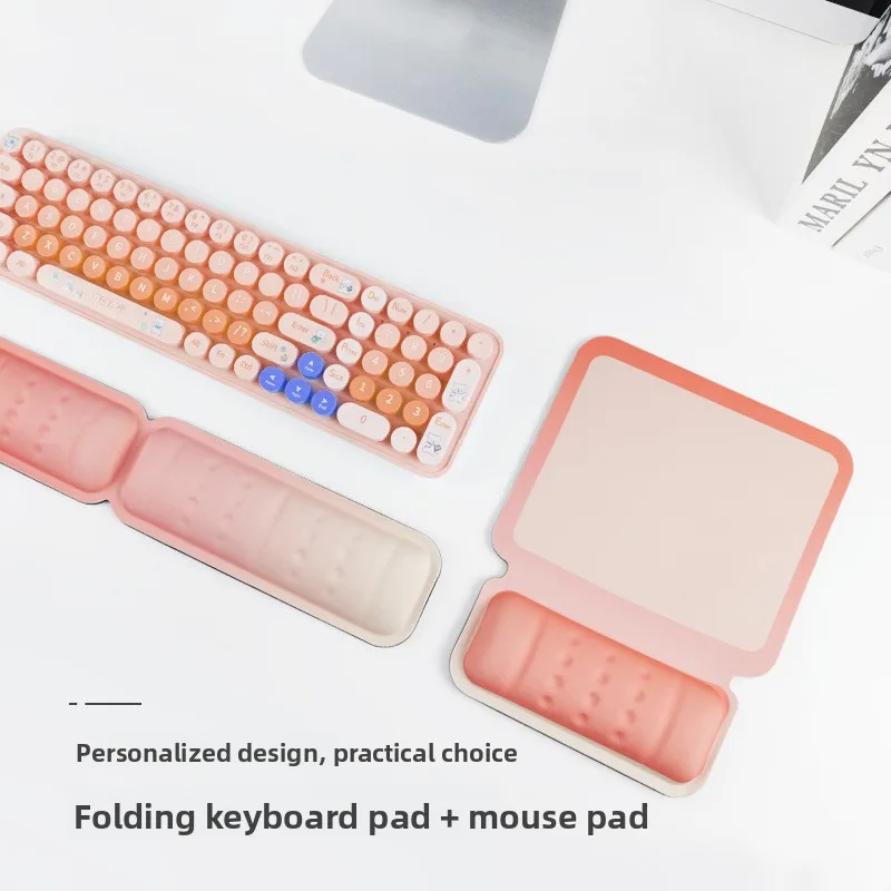 Soft Wrist Rest Mouse Pad Set Macaron Color Keyboard Support Ergonomic Desk Mat for Office Gaming 6 Colors