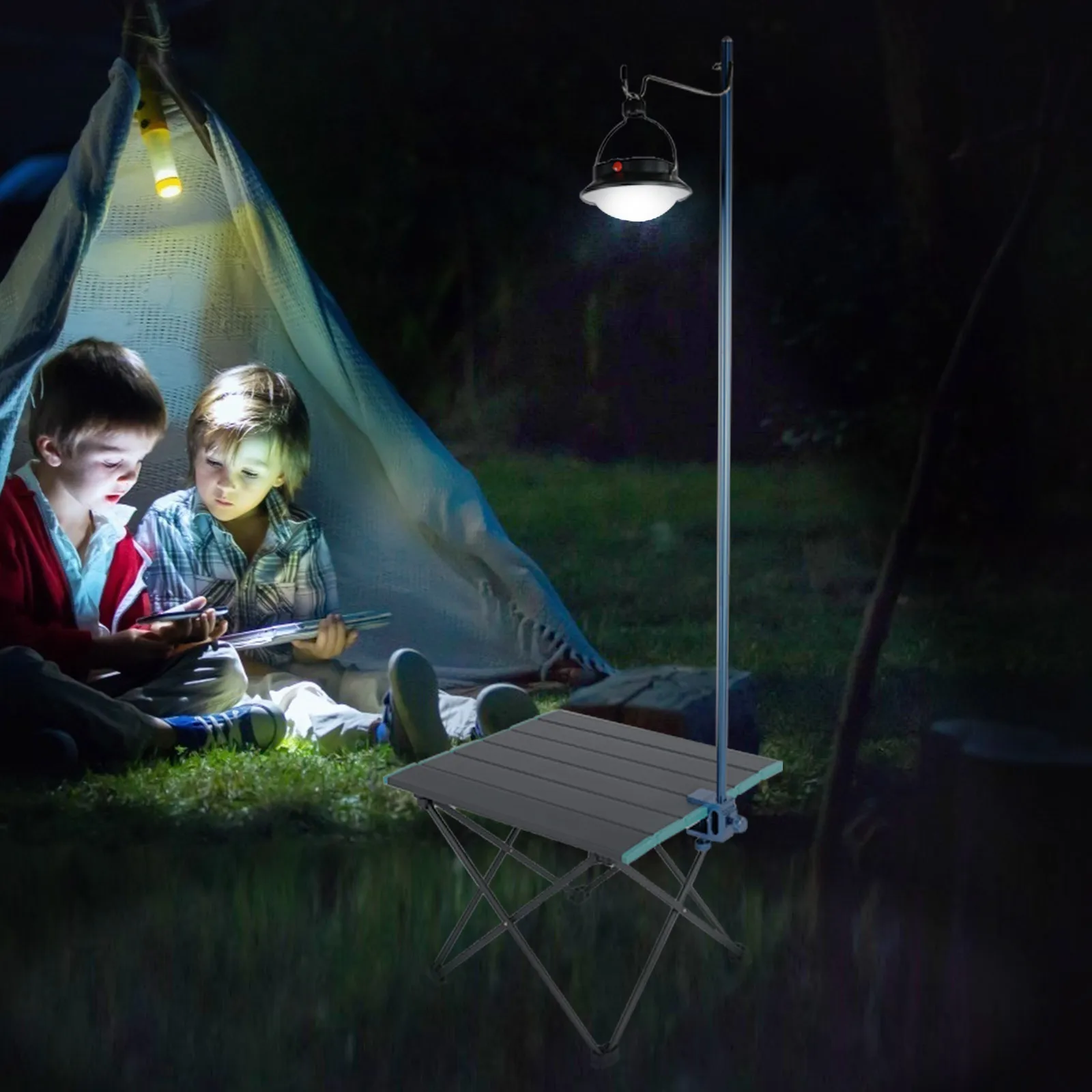 

Folding Light Stand Outdoor Lamp Holder Lantern Bracket Support Navy Mini Picnic Pole