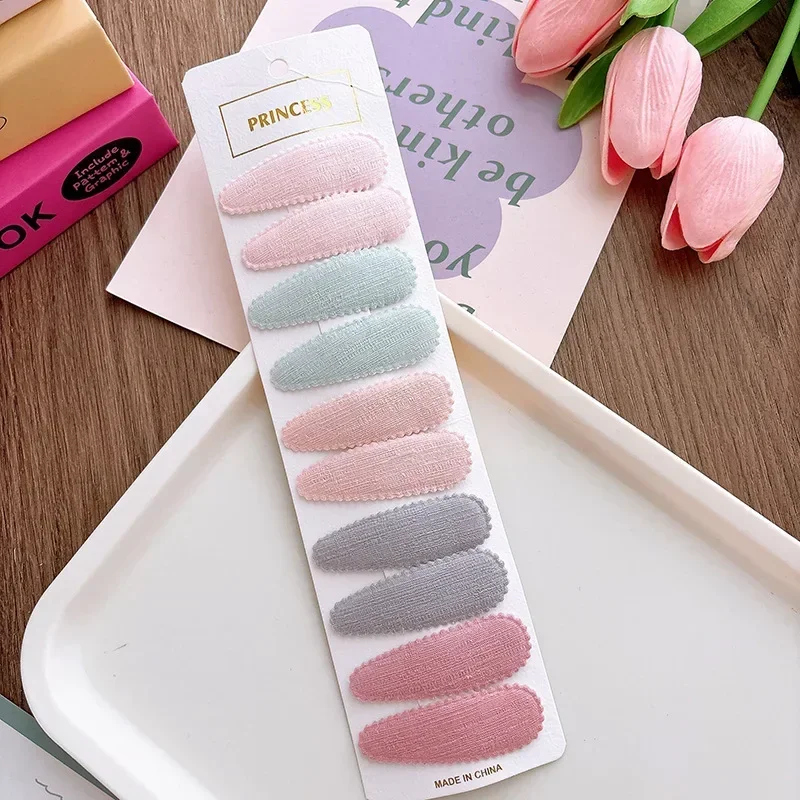 مجموعة مشابك شعر لطيفة للأطفال مكونة من 10 قطع من دبابيس الشعر اللامعة بلون سادة وإكسسوارات تصفيف الشعر للفتيات الصغيرات #6