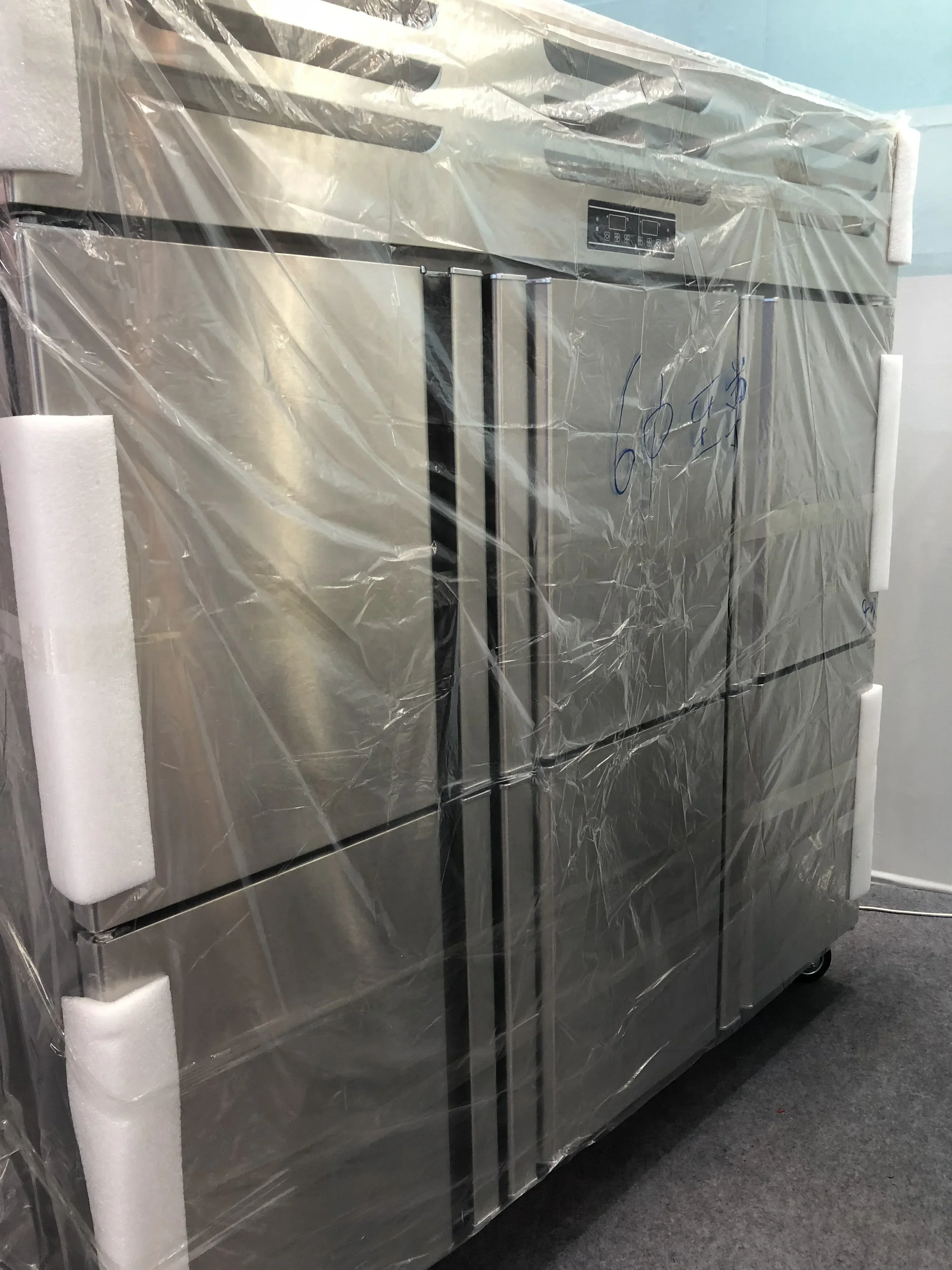 Industrial Fridge with Six Door Upright Freezer Vertical, Large Capacity Commercial Refrigerator, Dual Temperature Control