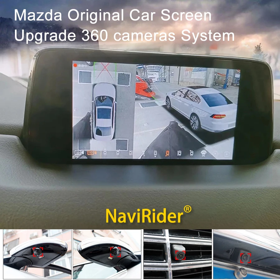 

360 Degree Bird View Car DVR Record With 3D Rear Backup Front Side Parking Camera For Mazda CX-5 CX9 CX7 CX4 CX3 Cx30 Cx50 Cx60
