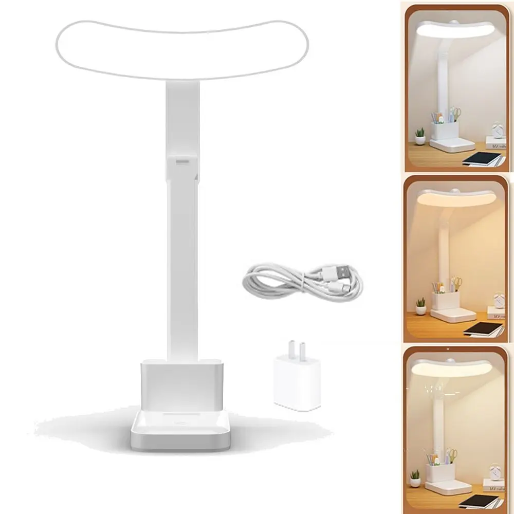 Eye Protection LED Desk Lamp Removable Pen Holder Adjustable Tabletop Reading Lamp Non-slip with Phone Holder