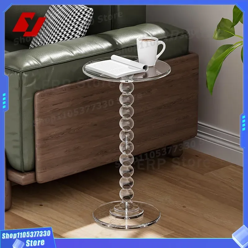 Modern Transparent Acrylic Side Table Gourd Shaped Column Design Small Round Coffee Table For Living Room Simple Designer