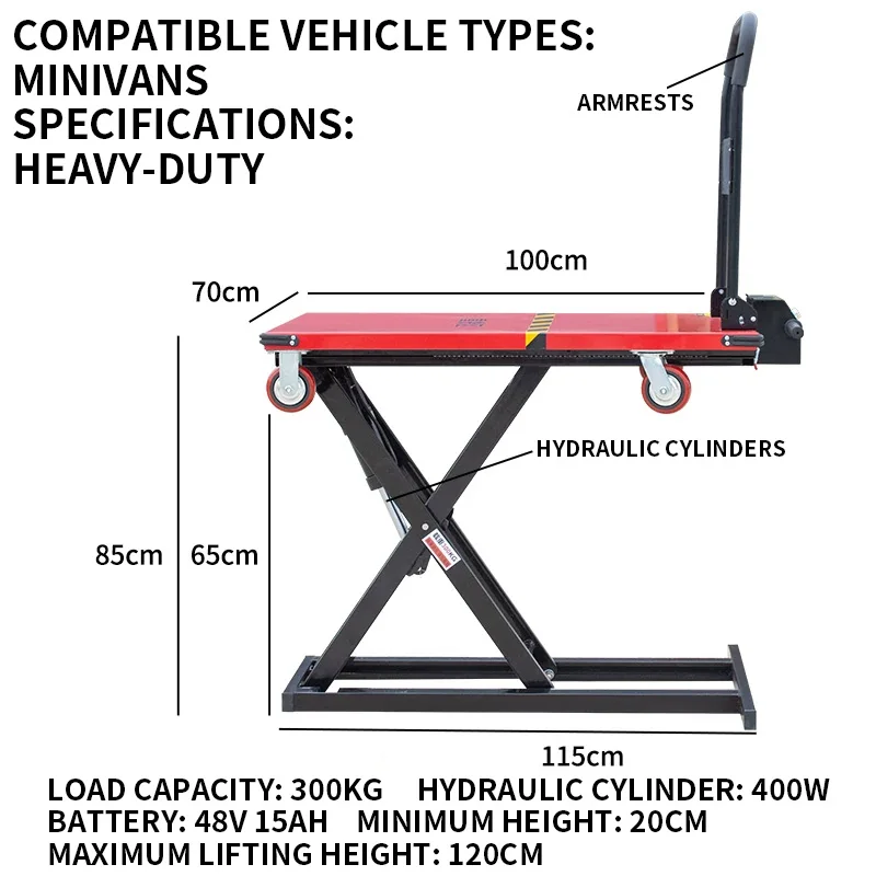 Electric-Powered Elevating Flatbed Hand Truck, Mobile Scissor-Folding Hydraulic Lift, Portable Lifting Platform(Customized)