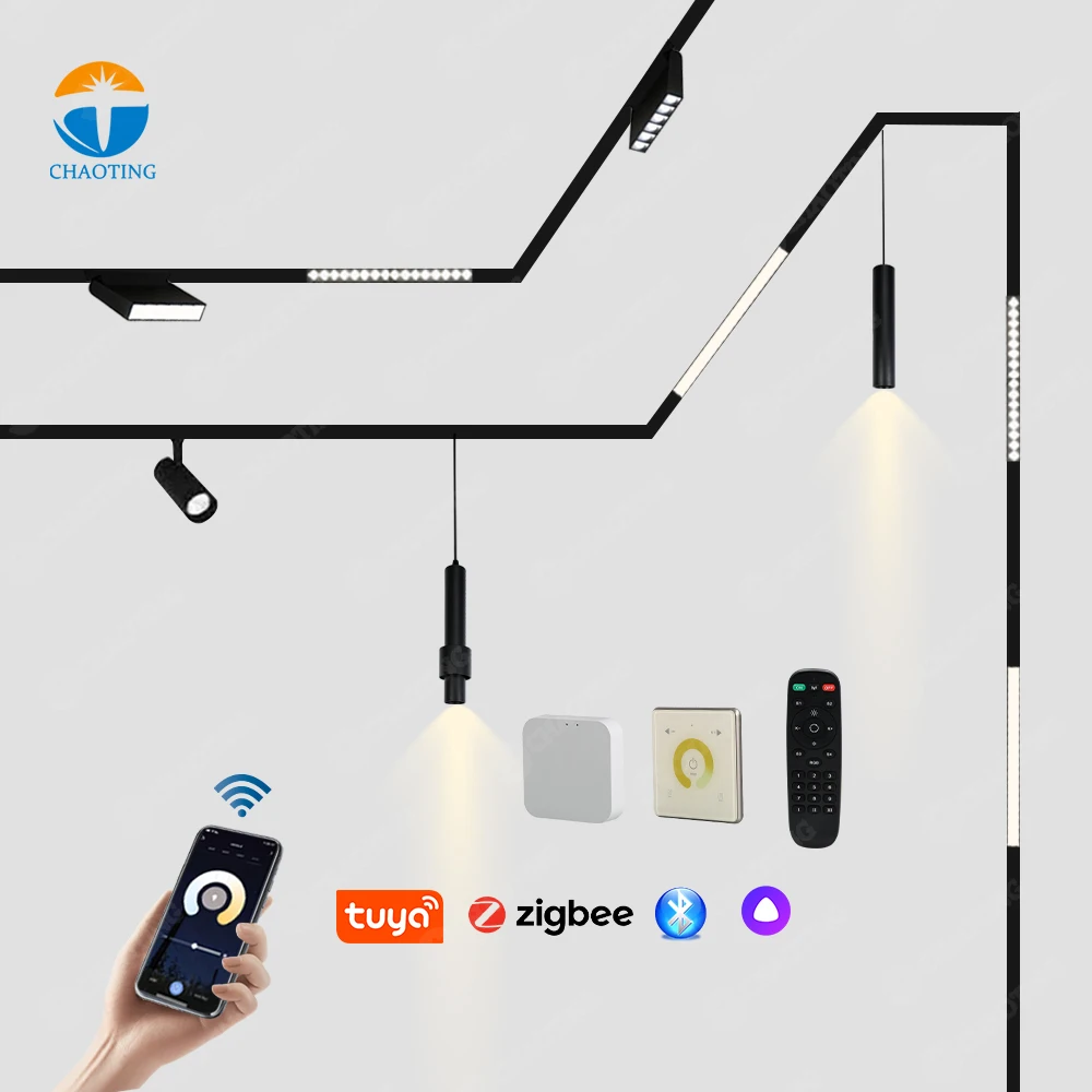 European Sale Slim Magnetic Track Light Wholesale Grille Spotlight Dc48v Dali 0-10v Dimming Magnet Led Ceiling Track Lights