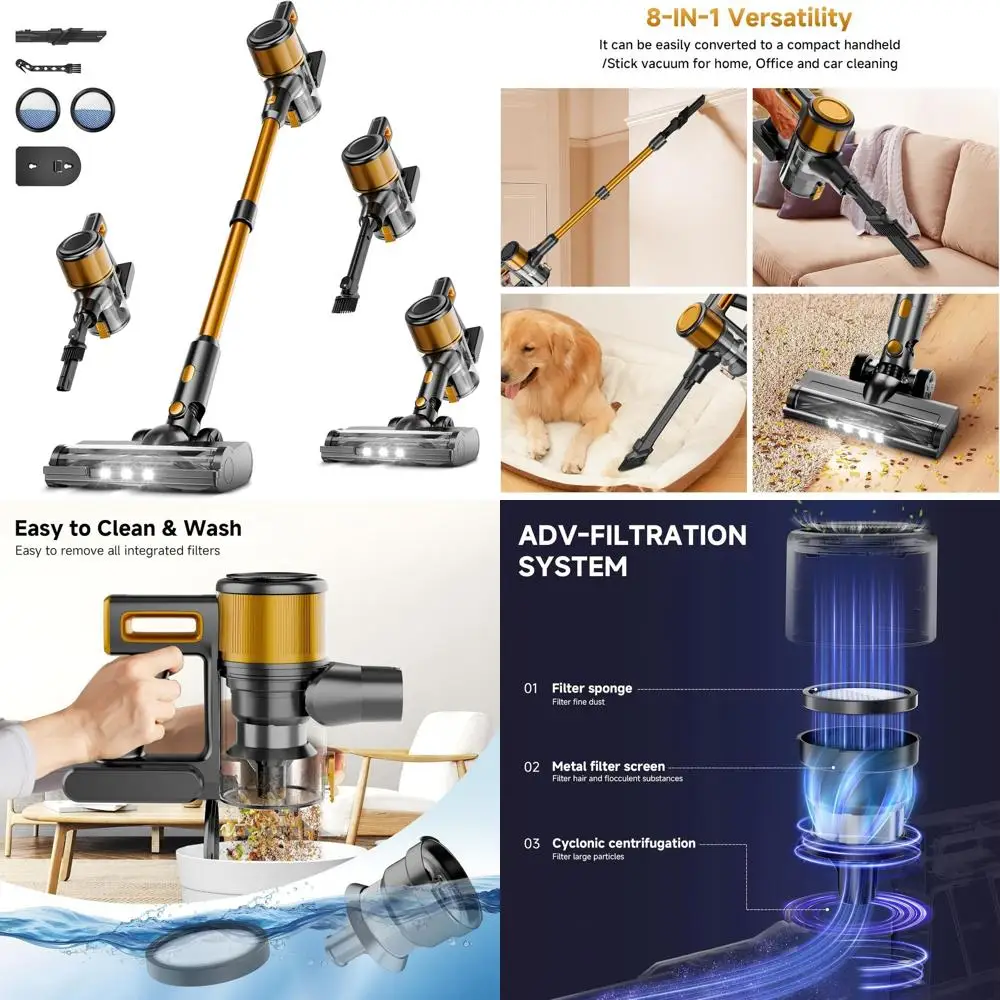 

Долговечный беспроводной пылесос для дома, аккумулятор емкостью 55 минут, контейнер емкостью 1,5 л, идеально подходит для домашних животных и полов