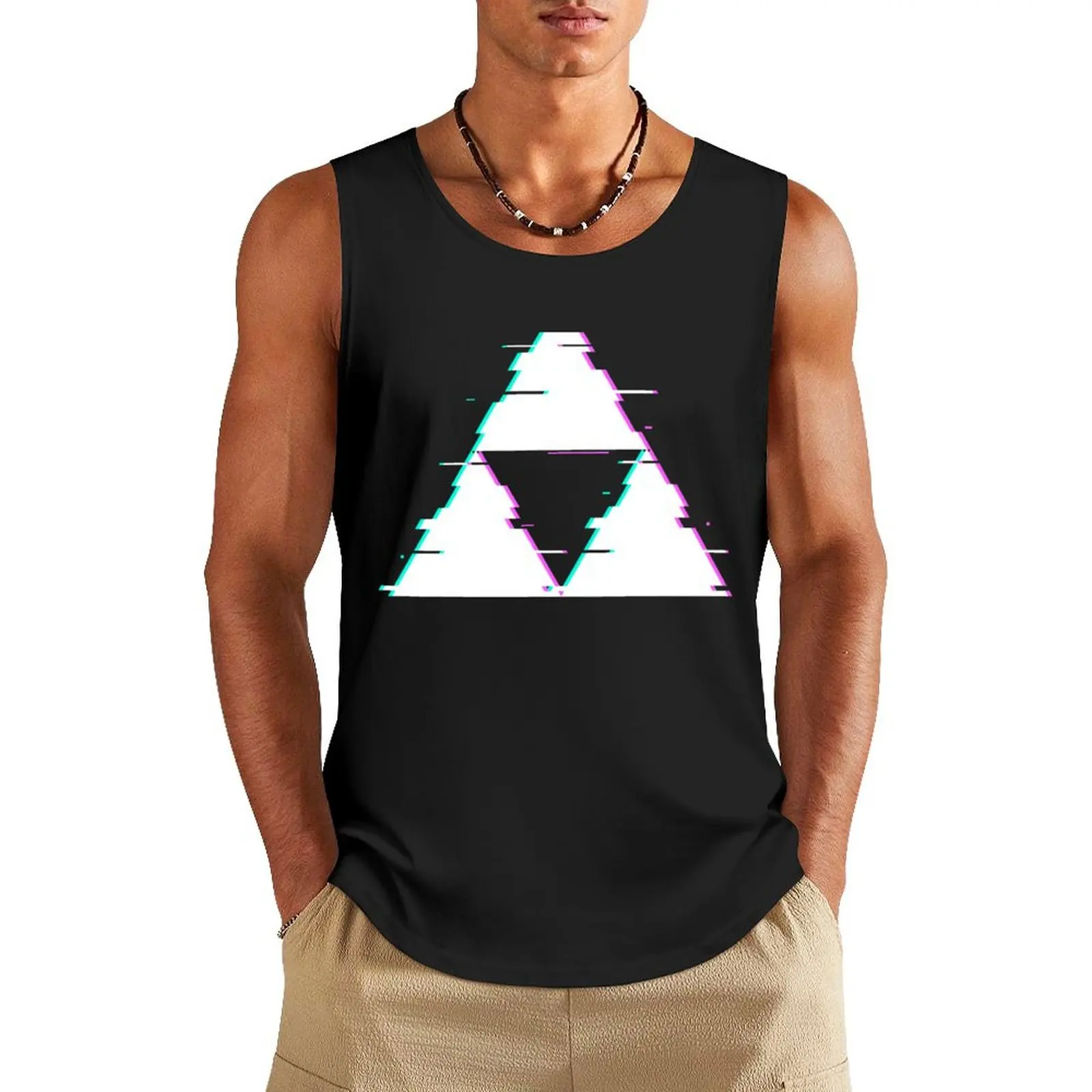 Glitch Triforce Tank Top t-shirt gym man clothes for men gym clothes man fitness Sleeveless T-shirt