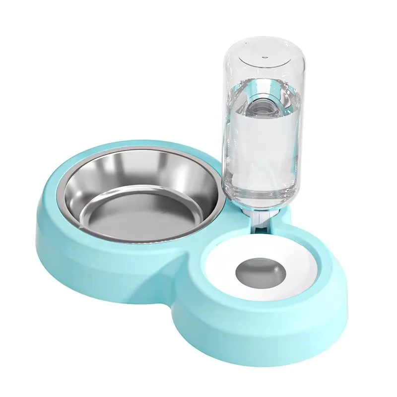 

Eco-Friendly Double Dog & Cat Feeder Bowl with Detachable Stainless Steel Bowl Slow Feeder with Non-Slip Bottom