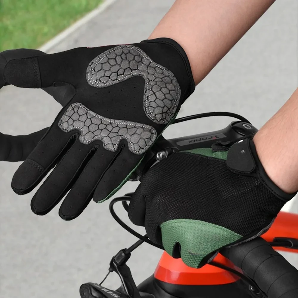 Cycling Gloves, Splicing Long Finger Cycling Gloves Outdoor Sports Gloves Full Finger