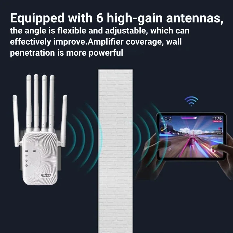 KEBIDUMEI 1200/300Mbps WiFi Repeater Dual Band Wireless 2.4G 5GHz Amplifier Network Long Range Signal Booster For Home Office image 5