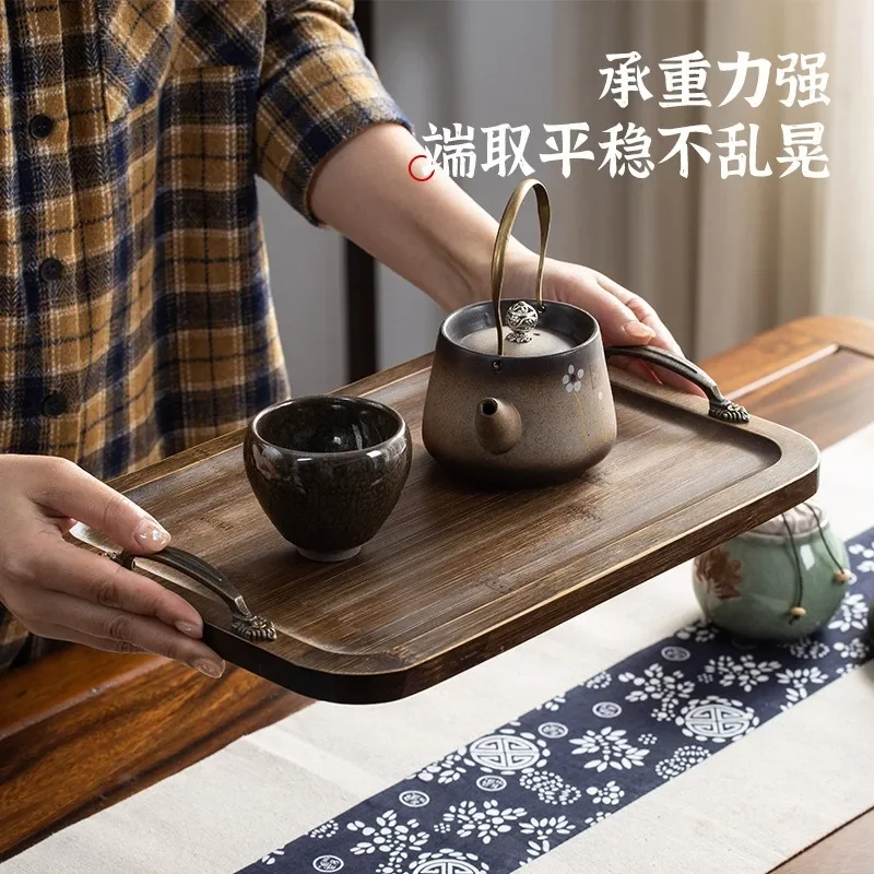 

Serving Tray Tea Dinning Round Corner Organizer Tableware Rectangle Dining Dinner Coffee Bread Breakfast