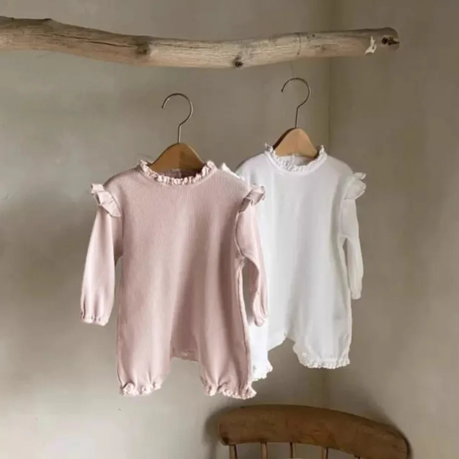

2025 Autumn New Baby Long Sleeve Casual Romper Solid Newborn Cotton Waffle Jumpsuit Boy Girl Toddler Loose Clothes 0-24M