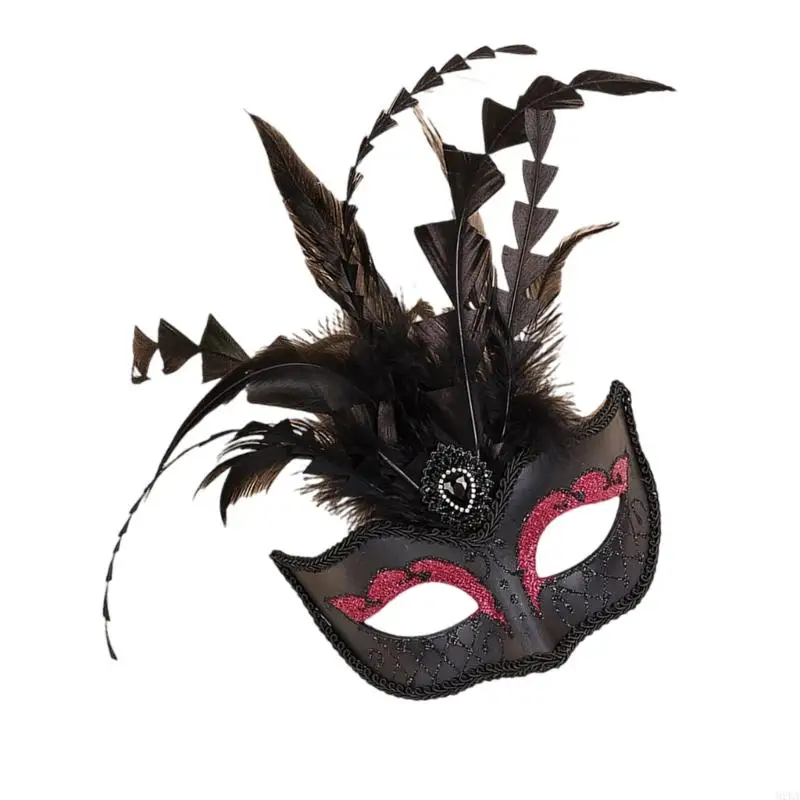 2025 Nieuwe dames veer Masquerades Mask Venetians Halloween Mardi Gras Costumes Mask Party Prom Mask Half Face Mask