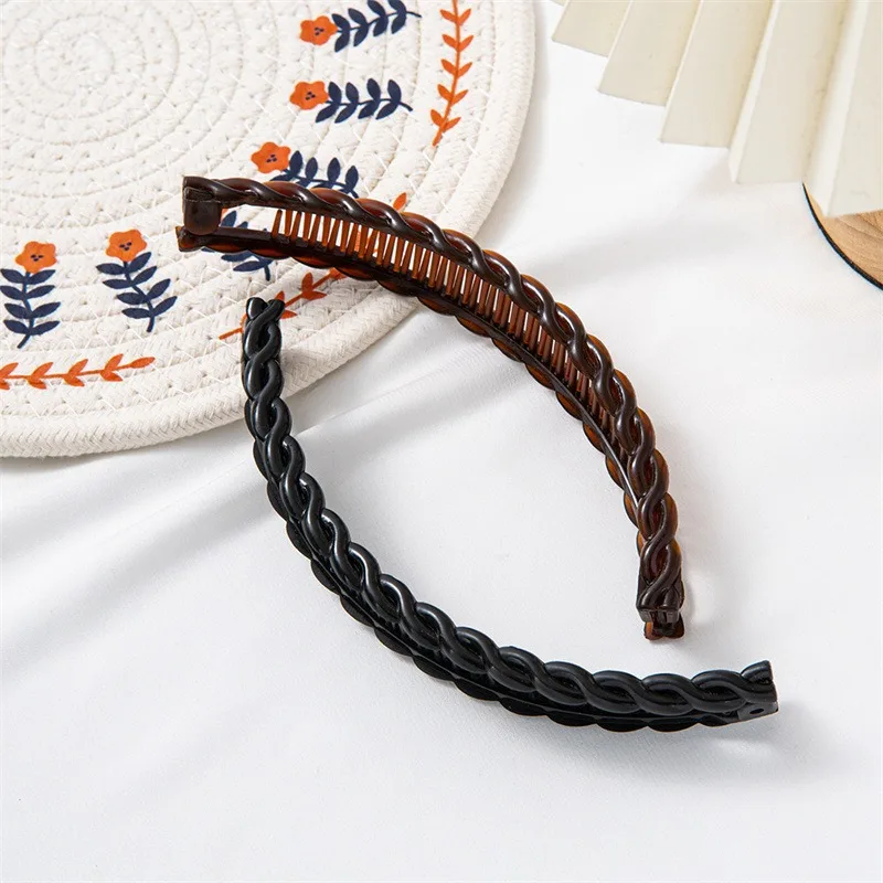 여성을위한 빈티지 바나나 헤어 클립 웨이브 빗 머리핀 Braide 헤어 스타일 도구 솔리드 컬러 패션 실용적인 헤어 액세서리