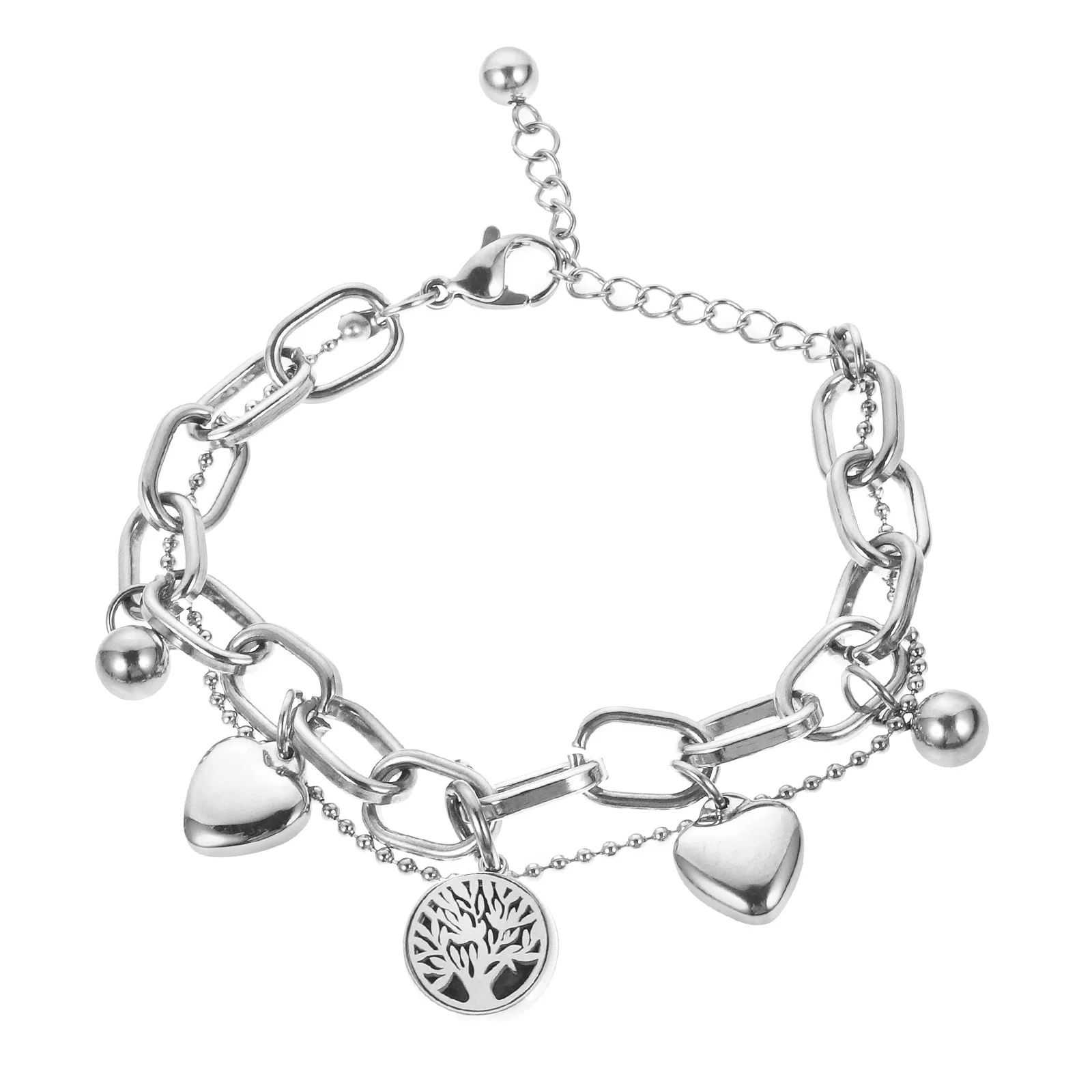 

Heart-Shaped Aromatherapy Bracelet Women Titanium Steel Adjustable Wrist Diffuser Fashionable Hip Hop Love Pendant Easy Replace