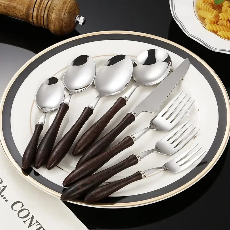 Dinnerware Set 24 Pieces Cutlery Set Stainless Steel Western Tableware Classic Dinner Set Knife Fork Restaurant Dining