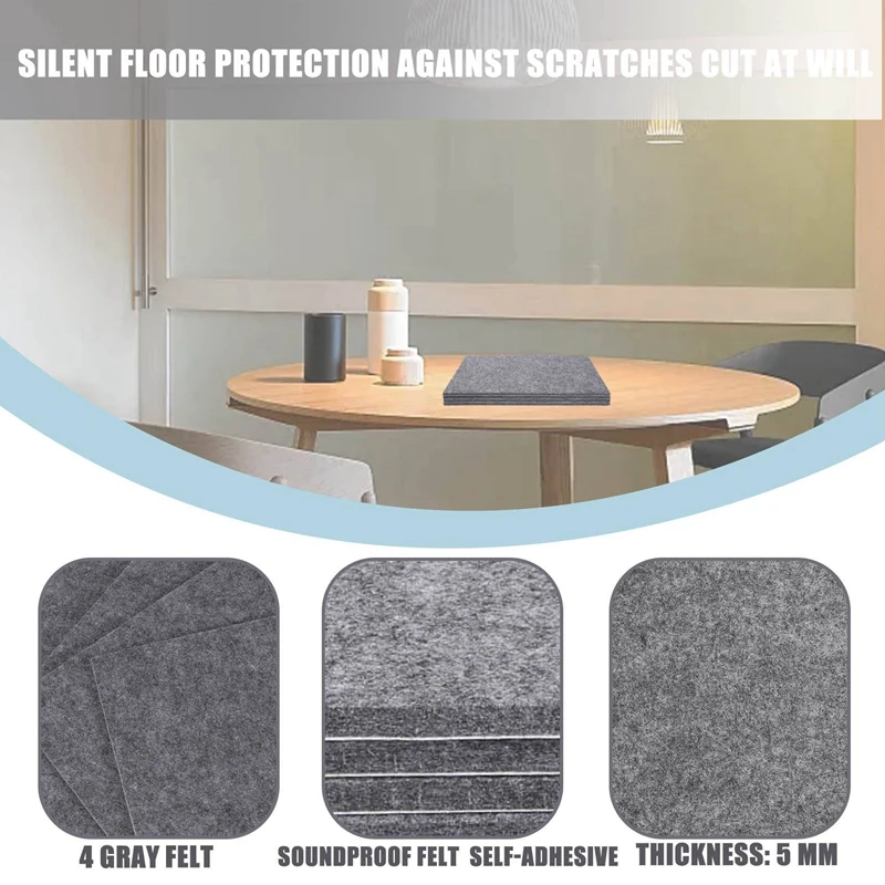 PORK-Самоклеящиеся фетровые направляющие для стульев, фетровые направляющие для стульев толщиной 5 мм для мебели, пола, ножек стула, упаковка из 4 шт.