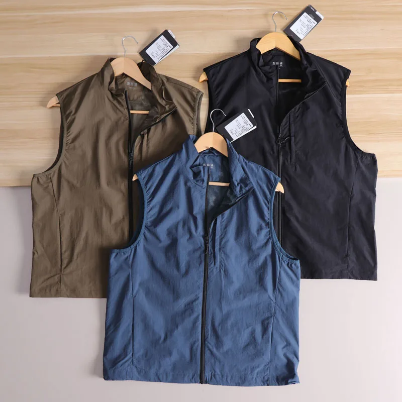 

Outdoor Windproof Waterproof Lightweight Breathable Spring Summer Couple Functional Vest Sports Jaet Stand Fit Faion U...