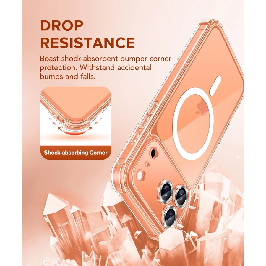 حافظة حماية شفافة مضادة للصدمات لهاتف iPhone 17 Pro Max 6.9 مع تصميم MagSafe المضاد للاصفرار