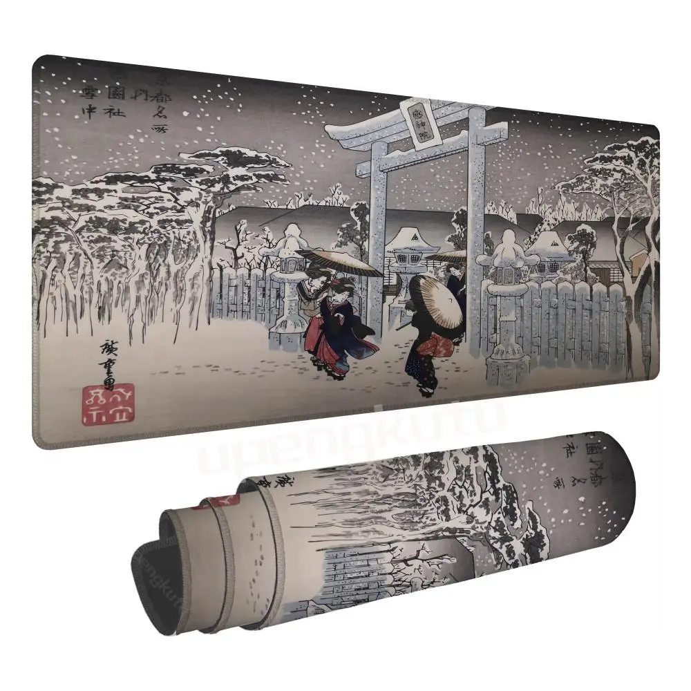 Shrine under the falling snow Mouse Popular Pad Anime figures Non-Slip Rubber Anime Cool Edge locking PC Gaming case Mousemat