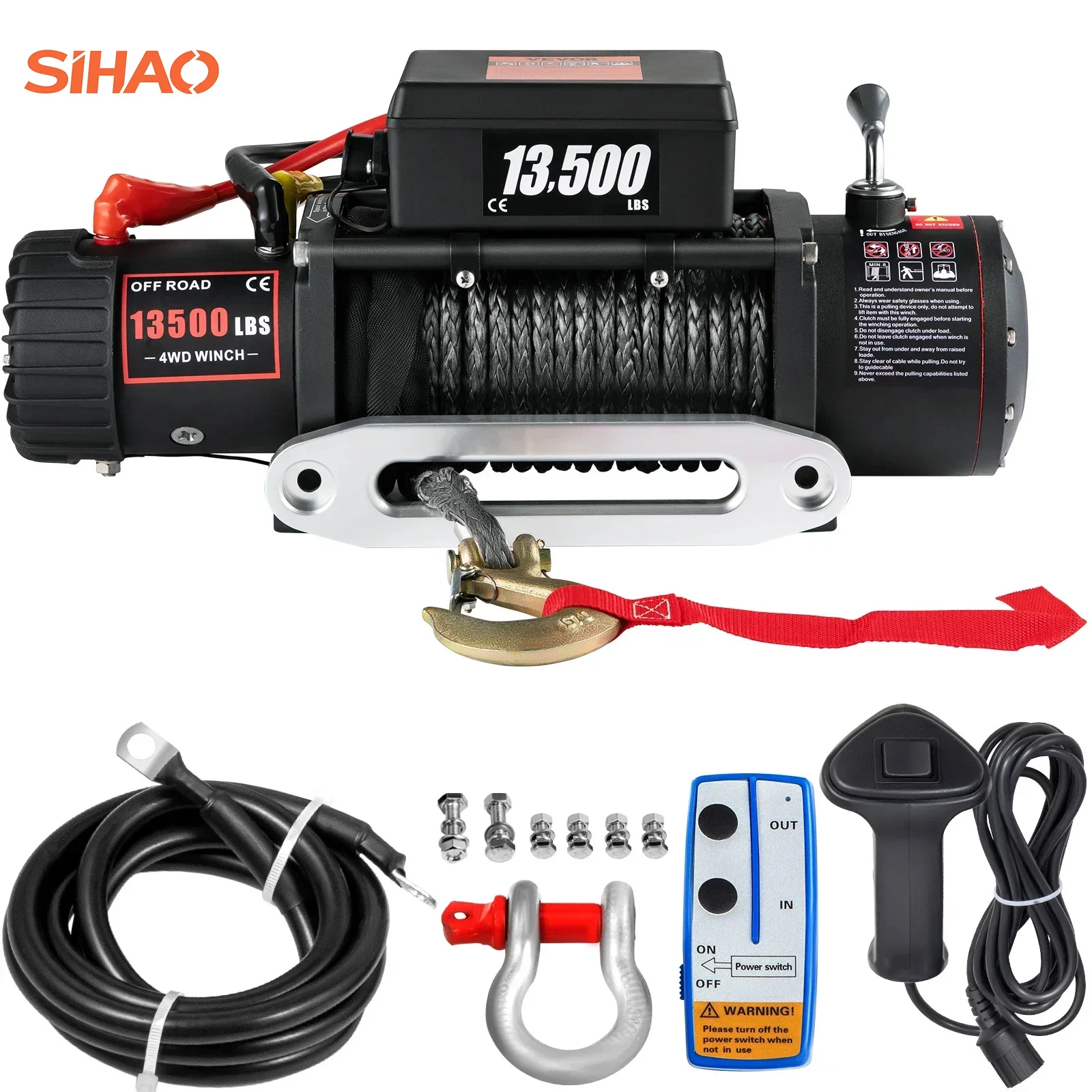 

Sihao 13500LBS Electric Truck Winch 12vElectric Winch ATV Synthetic Rope with Remote Control forTowing SUV Car Trailer ATV Truck