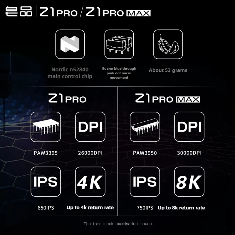 Zaopin z1 pro max mouse sem fio bluetooth tri-mode 4k/8k paw3395/3950 nórdico n52840 computador escritório gaming mouse acessórios para pc
