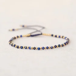 CCGOOD Natural Stone Bracelet for Women Lapis Lazuli Jewelry 18K Gold Plated Beads Handmade Adjustable Rope Pulseras Femme