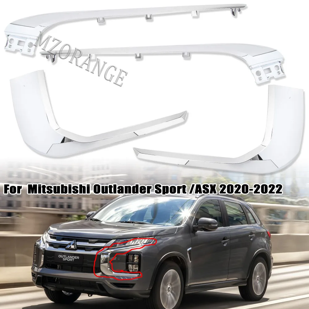 Car Styling for Mitsubishi ASX RVR 2020-2022 Chrome Strip Front Bumper Bar Trim Bump Fog Light Cover Shaper  ABS Car Accessories