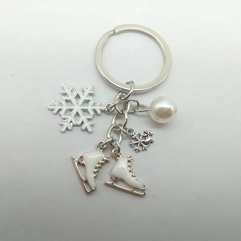 New Tassel Keychain Skating Shoes Snowflake Pendant Keyring Skating Keychain Keychain Winter Gift Jewelryg