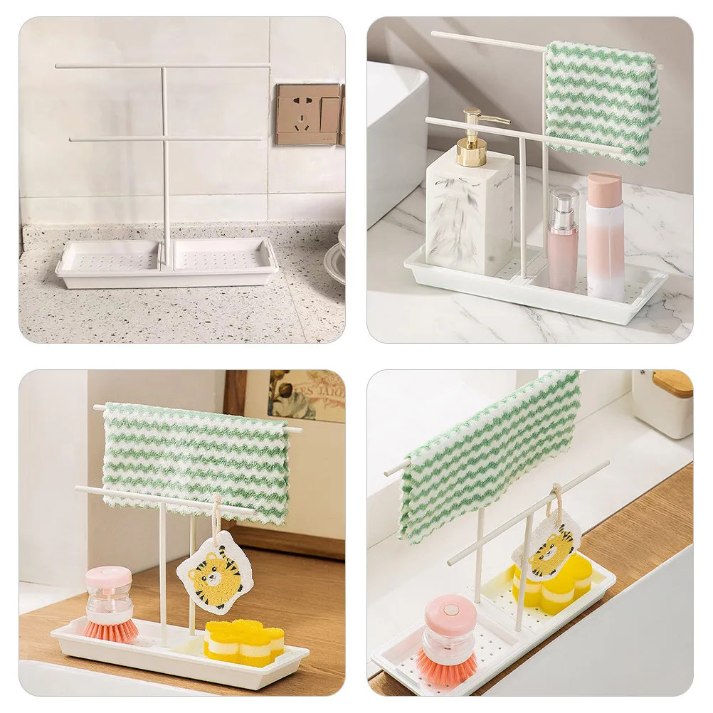 Kitchen Sink Rack Plastic Sponge Holder Multipurpose Draining Sponge Storage Organizer Dish Cloth Drying Shelf for Kitchen