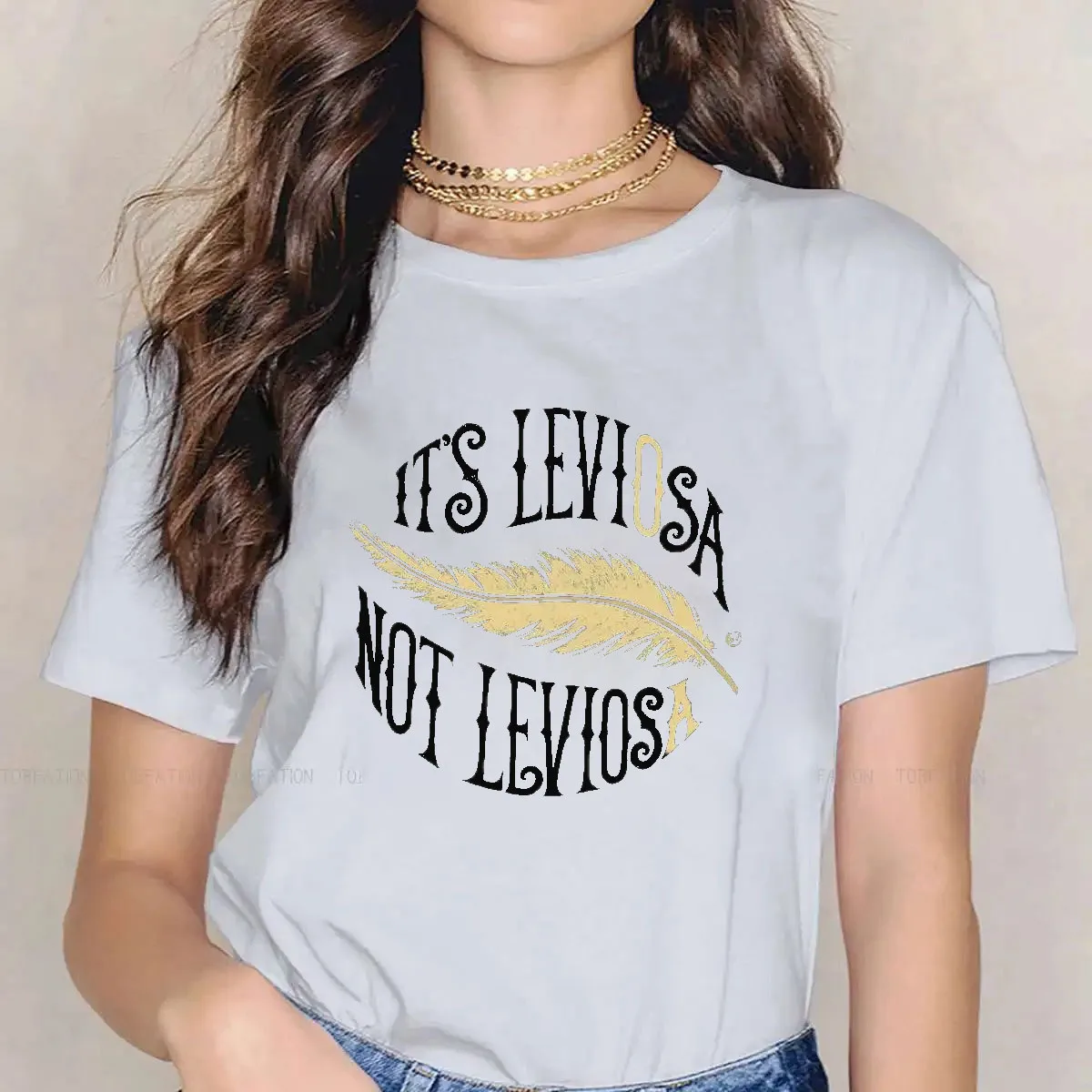 100% Cotton T Shirt Leviosa O Neck Printed T-Shirt Feather Fabric Classic Clothing Woman Tops Individuality Fluffy Hot Sale