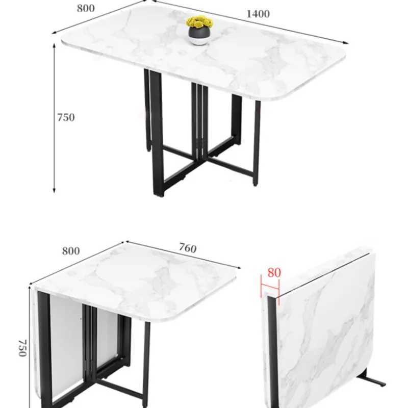 Home Folding Dining Table  Small-sized Apartment Homestay Rental House Multifunctional Convenient Storage Movable Dining Table