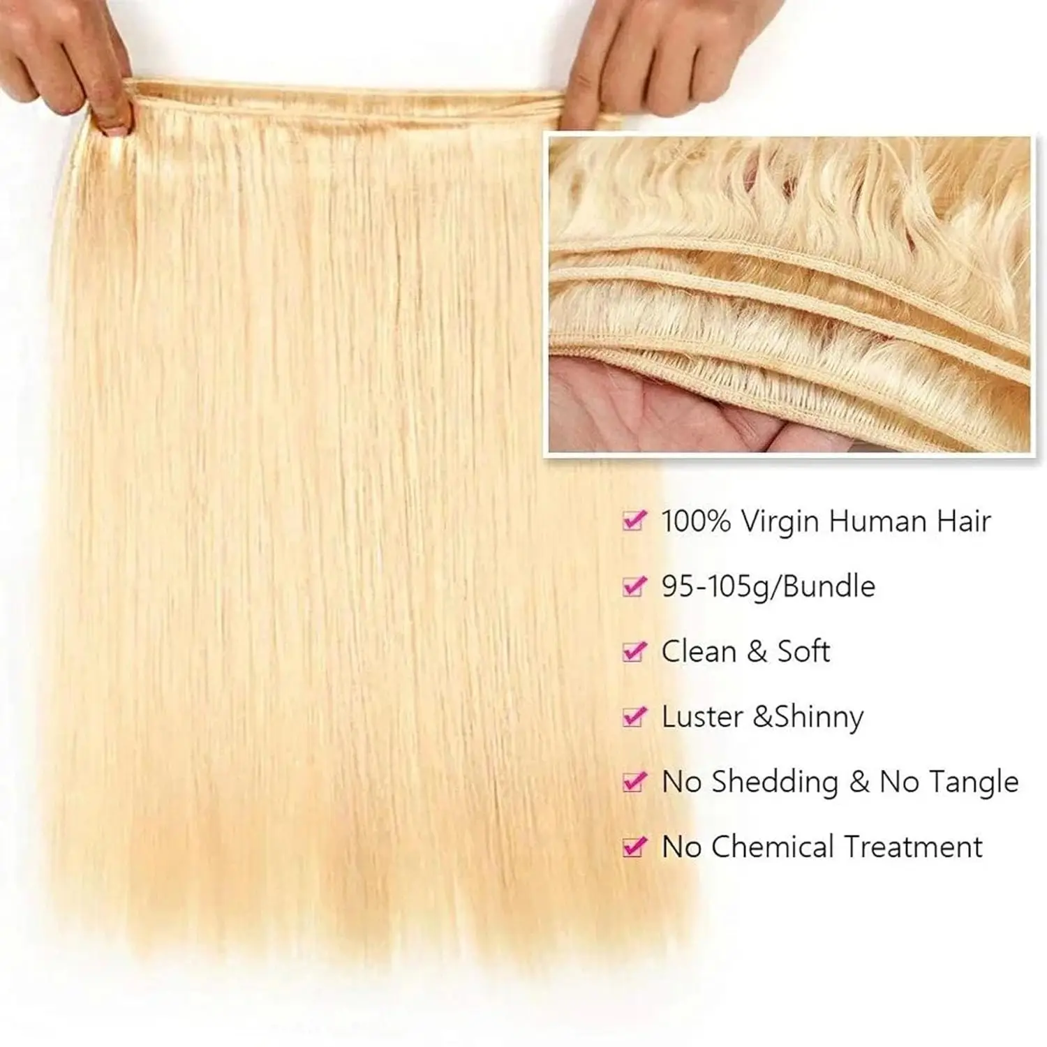 Rambut Manusia Pirang Madu 613 Lurus 36 38 40 Inci Ekstensi Rambut Virgin Rambut Brasil 1/3/4 pcs Bundel Rambut Mentah
