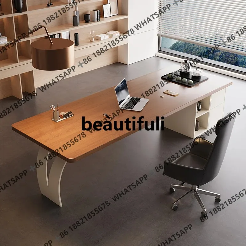 

H Solid wood desk with tea table integrated President Chairperson new high-end