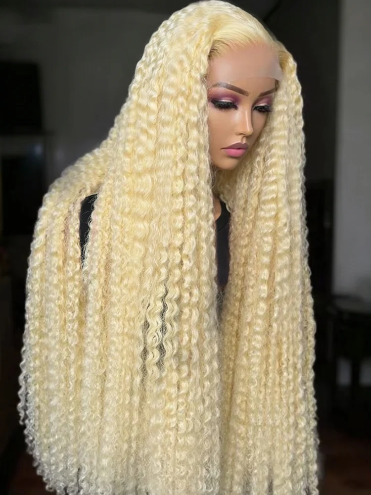 

40 42 Inch Jerry Curly 613 Honey Blonde Lace Front Human Hair Wigs Deep Wave 13x6 13x4 HD Lace Frontal Wigs Brazilian Virgin Hair Water Wave Colored Transparent Lace Wigs 250% High Density