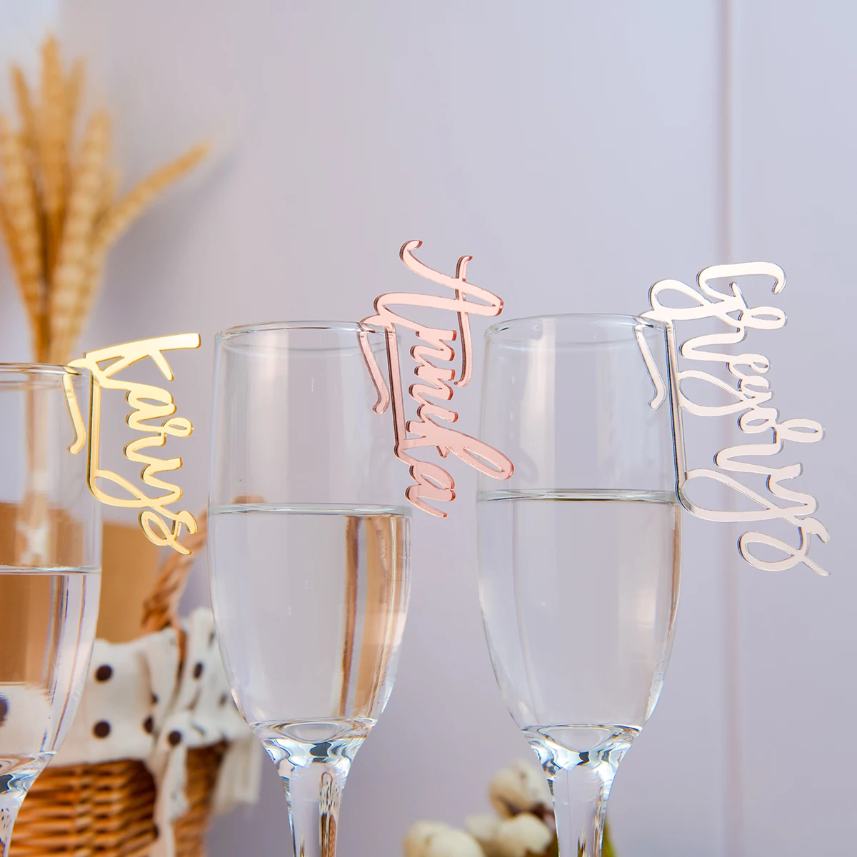 

10/20/50Pcs Personalized Acrylic Tags for Wedding, Place Cards with Table Numbers, Glass Marker, Place Setting, Drink Tag