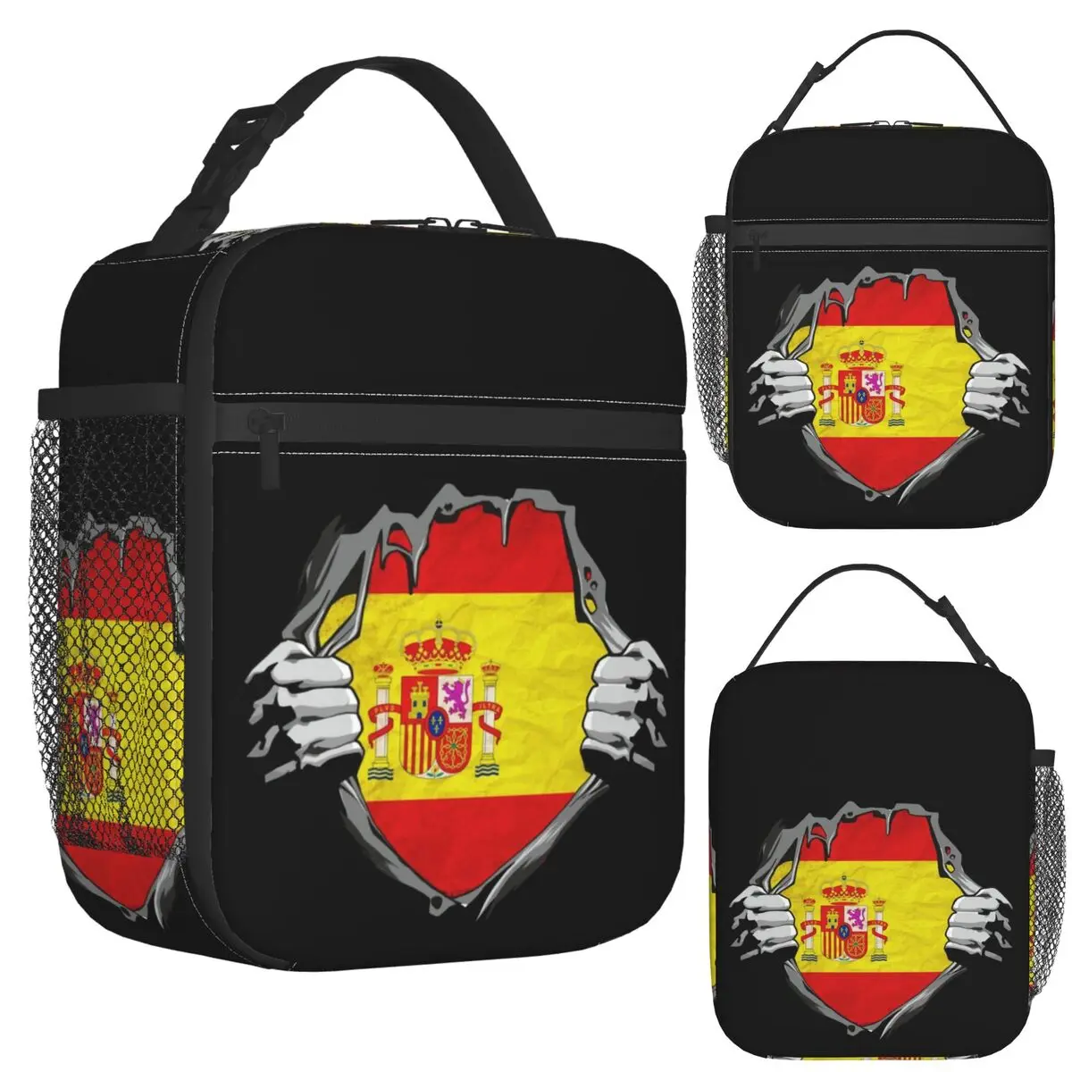 

National Flag. Spain. Insulated Lunch Bag for Women Bento Storage Food Boxes Portable Container Cooler Thermal Lunch Box Tote