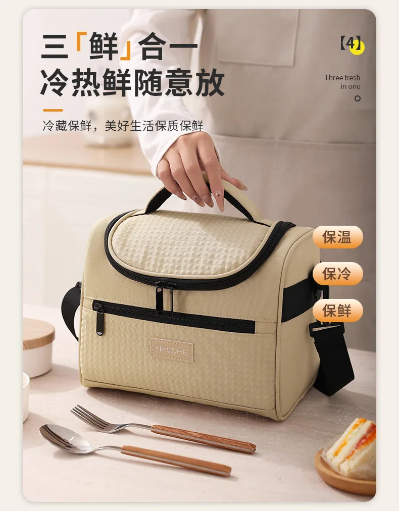Neue Tragetasche, Kühler, Lunchtaschen, tragbar, für Picknick, Büro, Schule, Isoliertasche mit Schultergurt – Detail 21