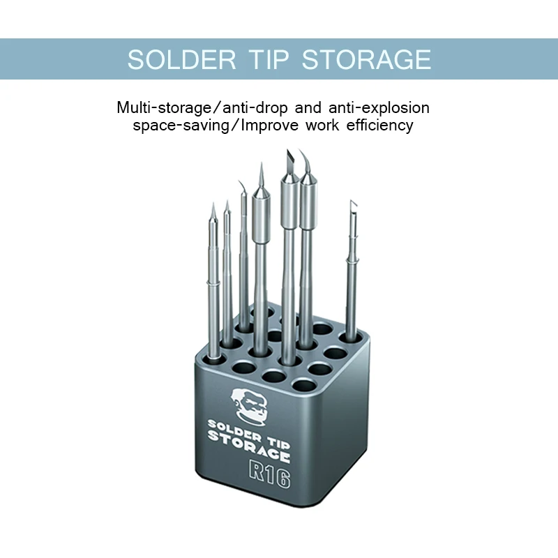 MECHANIC R16 16-Hole Classified Storage Box Soldering Tip Organizer for C210 C245 C115 T12 Heating Core Phone Repair Tool Holder