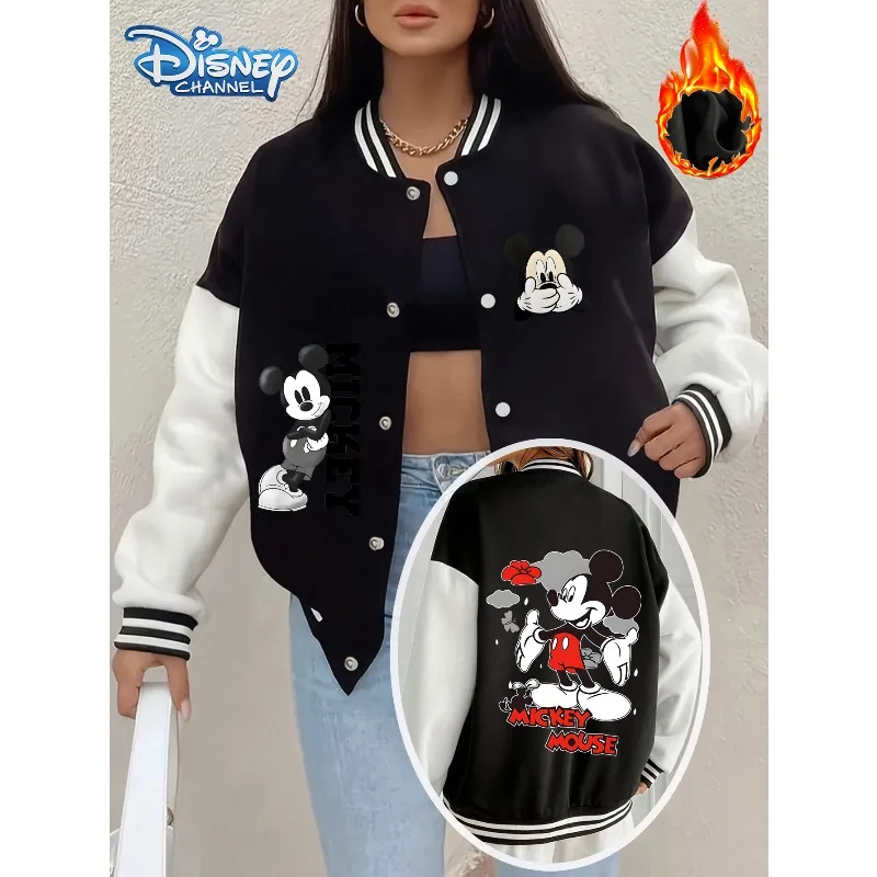 

Disney Street Casual Jacket Mickey Mouse Cool Printed Women's Y2K Style Autumn/Winter Trendy Casual Unisex Streetwear