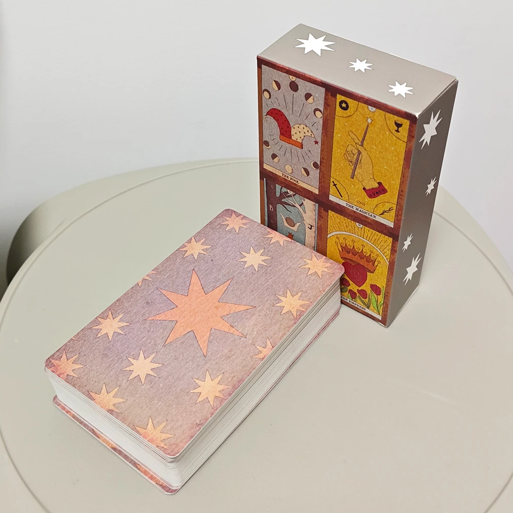 

Колода Таро Moon Magic, 78 шт., уникальные карты Таро 12*7 см в винтажном стиле, напечатанные на 350GSM, двухтисненый картон