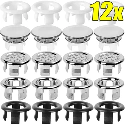 12/1pcs Plastic Sink Hole Overflow Cover for Kitchen Bathroom Basin Trim Bath Drain Cap Replacement Wash Basin Round Plug Covers