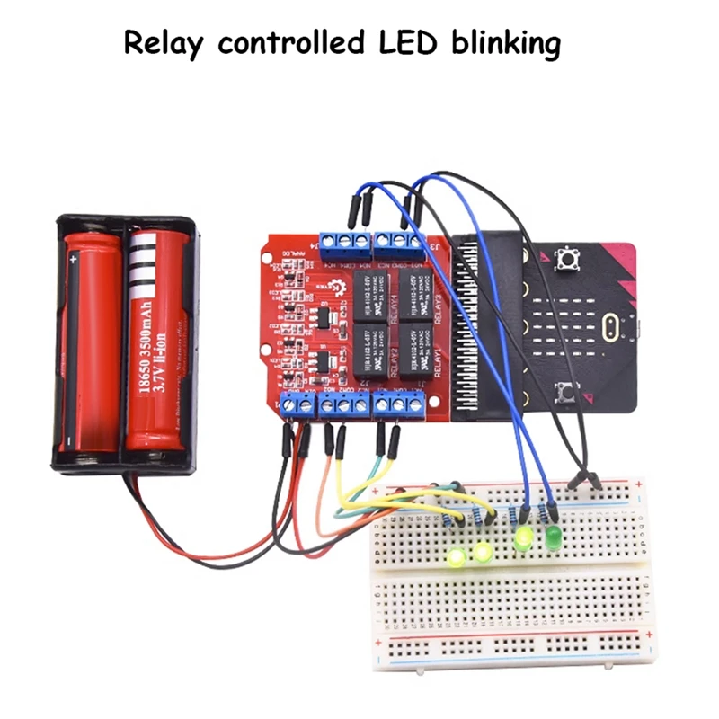 Microbit 4 Channel Relay Module Shield 5V High Trigger Programming Educational Kids Teaching Microbit Expansion Board