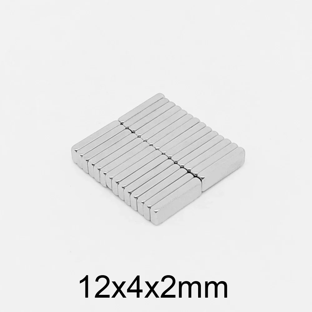 Неодимовые блочные магниты N35 12x4x2 мм, постоянный магнит 12x4x2 мм, тонкий сильный квадратный Магнит 12*4*2 мм