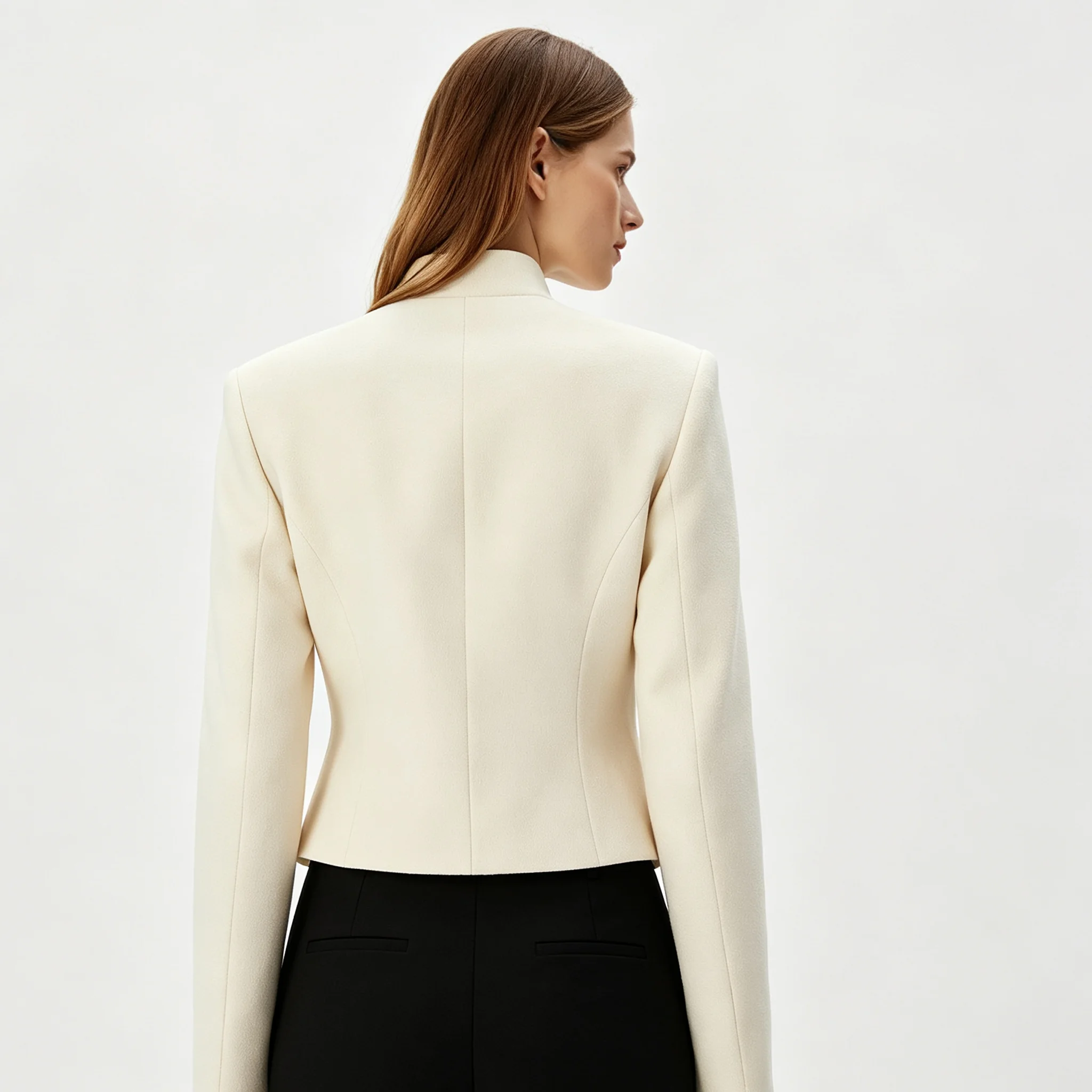 PUAL  2026 Women Stand Collar Cropped Blazer, Slim Fit Multi Gold Button Vintage Military Short Jacket, Elegant Office Outerwear