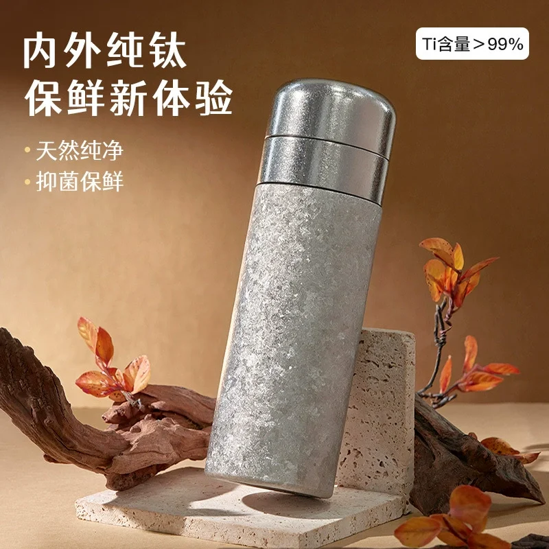 

500ml business thermos cup with tea filter,lightweight vacuum flasks,portable drinkware,double layer pure titanium water bottle