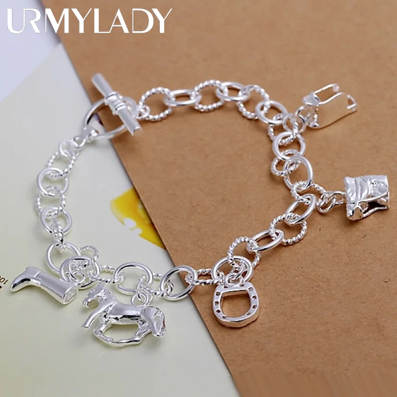 

URMYLADY women lady 925 Sterling Silver Charms horse Jewelry fashion high quality valentine gift beautiful Bracelets cute