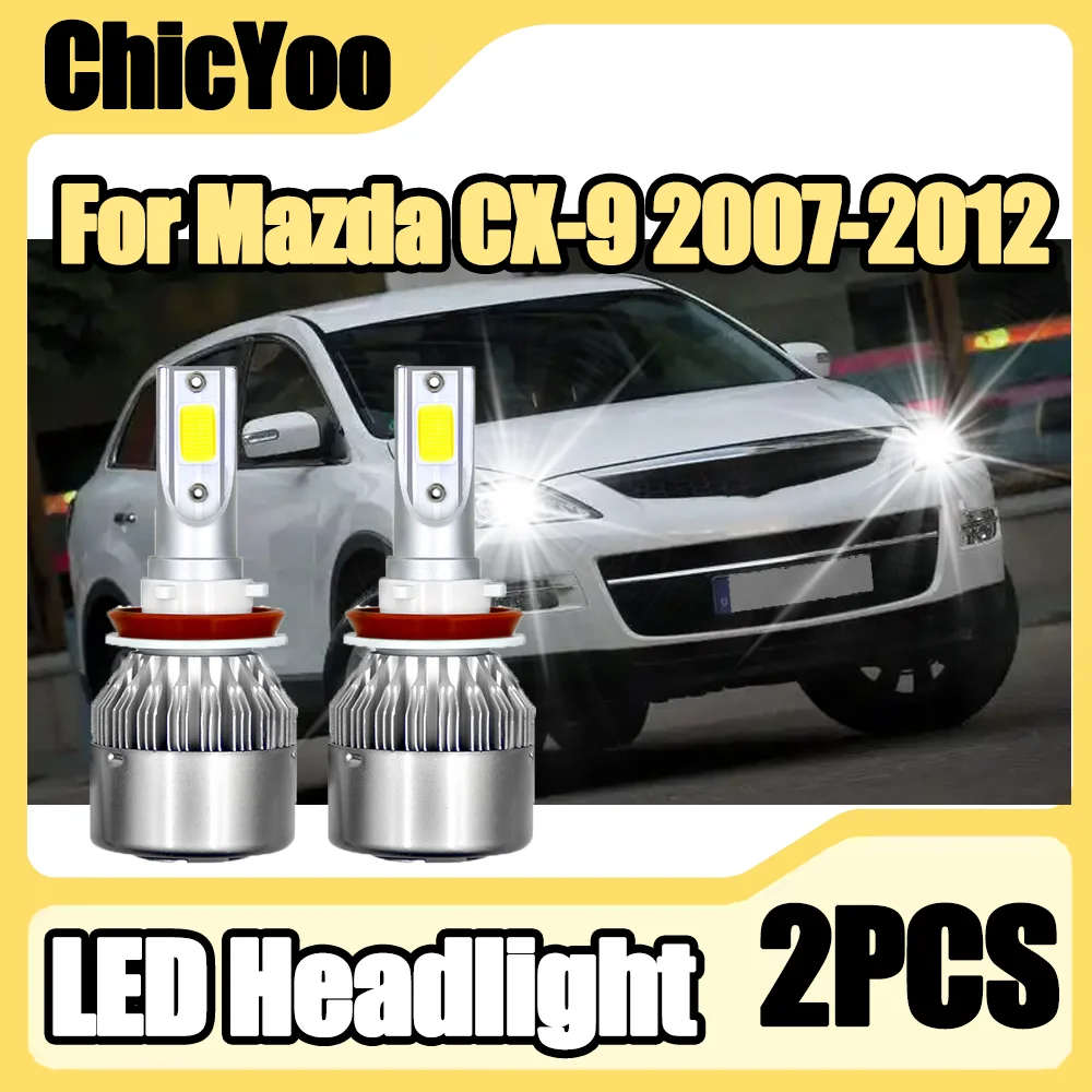 

2X 10000LM H11 H8 H9 6000K Белые автомобильные светодиодные фары ближнего света Лампы цветные чипы COB 80 Вт фары для Mazda CX-9 2007-2012
